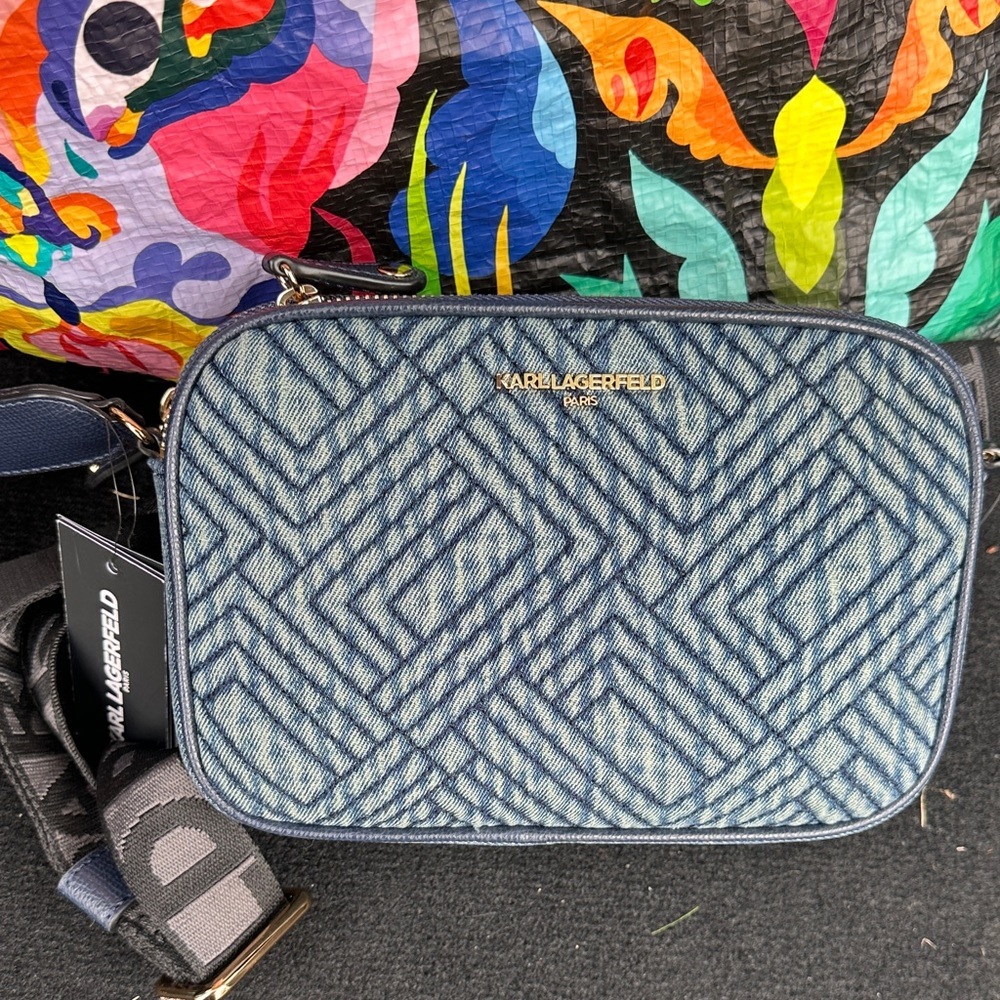 Karl Lagerfeld blue denim crossbody bag